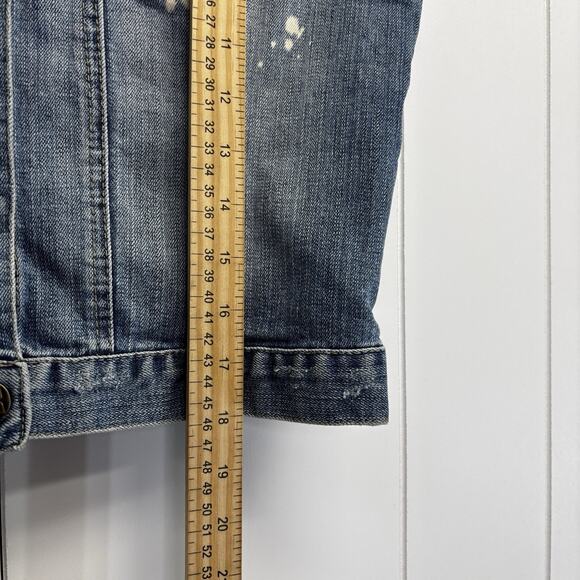 Y2K Plugg Womens Grunge Boho Streetwear Denim Vest Size M Embroidered Bleached - Picture 5 of 8